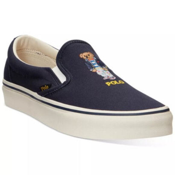 New Polo Ralph Lauren Men\'s Keaton Polo Bear Canvas Sneaker